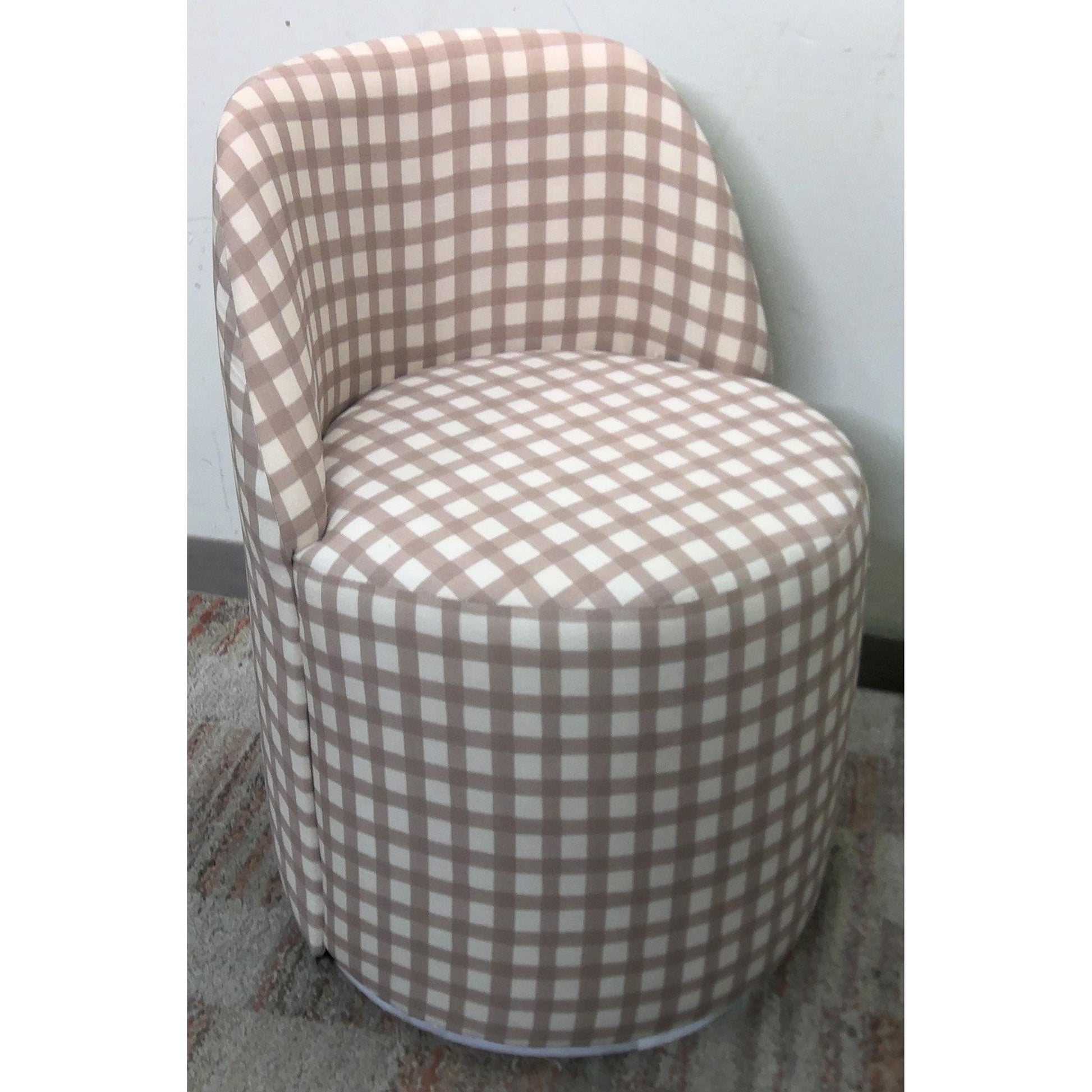 Plaid Swivel Barrel Chair