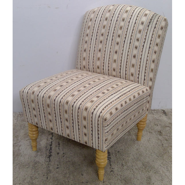 Slipper Chair with Brown Striped Pattern