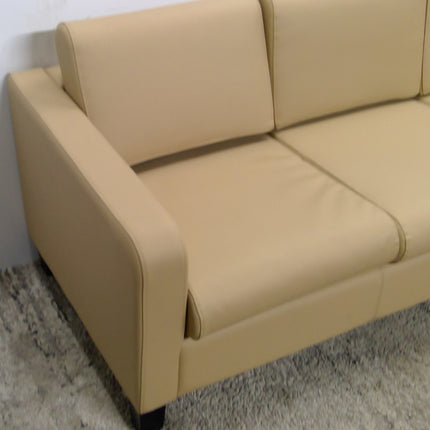 74" Tan 3-Seat Faux Leather Sofa