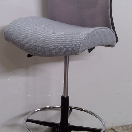 High Office Chair with Blue Seat and Gray Back