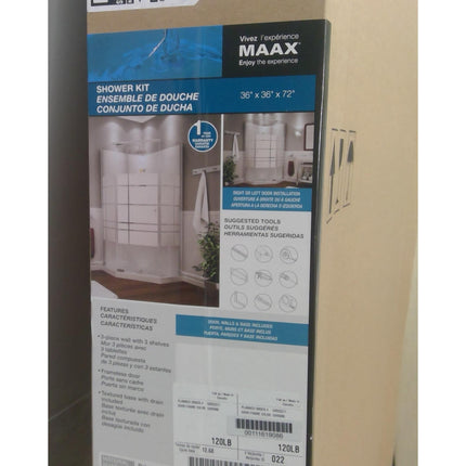 36" x 36" x 72" Corner Shower Kit