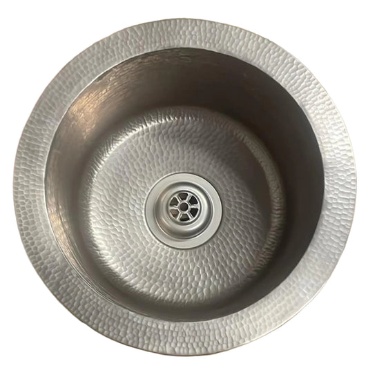 16" Hammered Stainless-Steel Undermount Sink, top