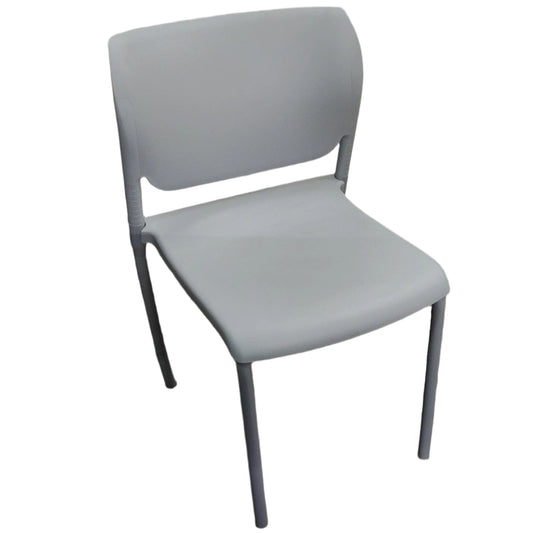Armless Gray Stack Chair, front left