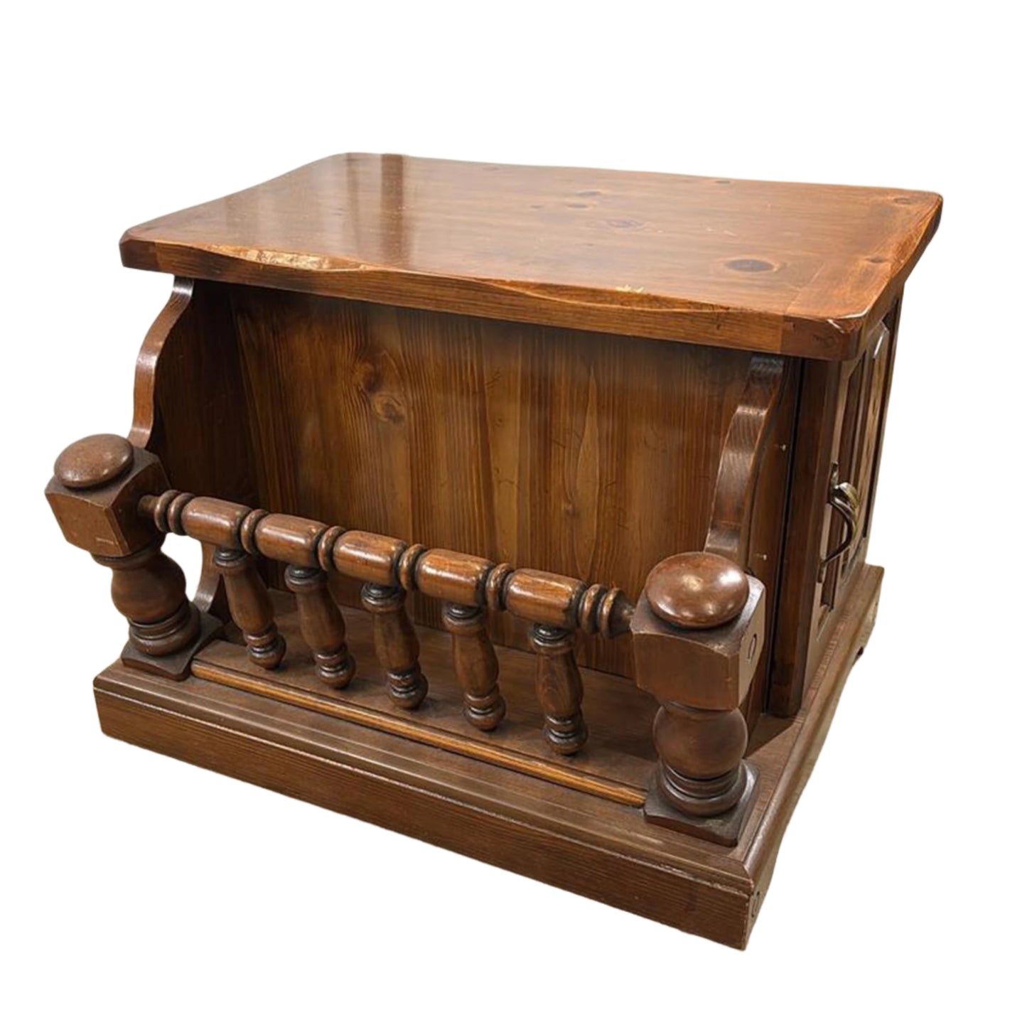 Vintage Pine End Table with Magazine Rack
