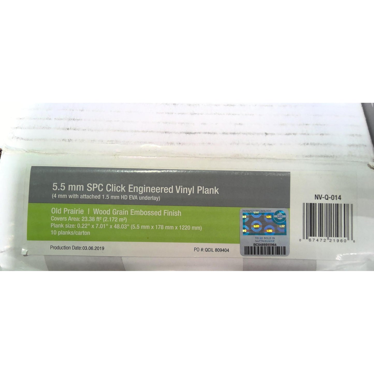 116 Square Feet of Old Prairie Click Vinyl Plank Flooring (5 Boxes)