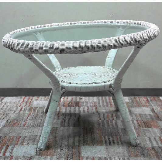 Resin Wicker Patio Table with Inset Glass Top