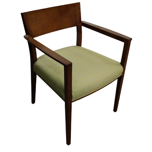 Cherry Side Chair with Green Upholstery, front left