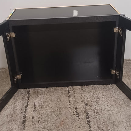 30" x 21" Black Upper Cabinet with Glass Doors