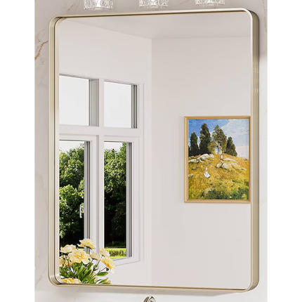 28-in W x 36-in H Rectangle Brushed Nickel Framed Wall Mirror