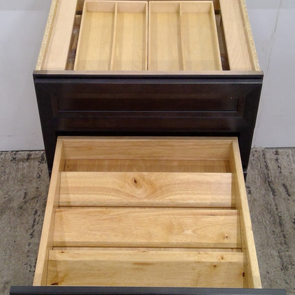 24" Black 3-Drawer Base Cabinet
