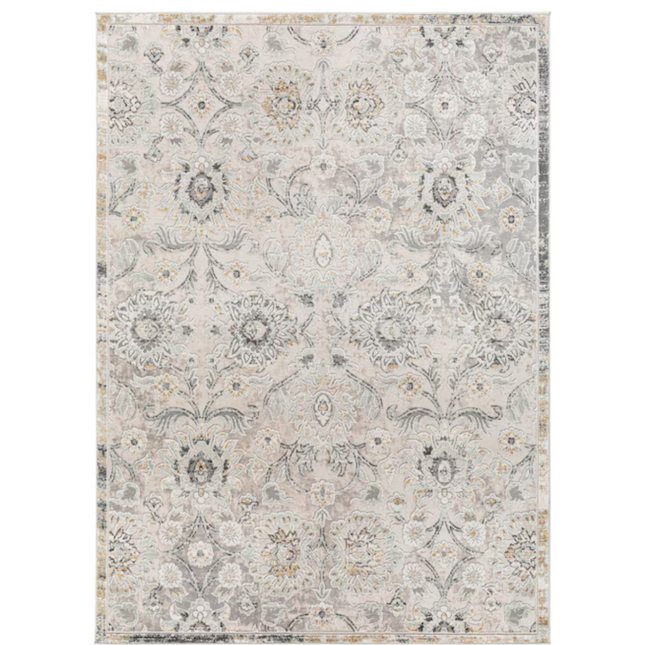 8.14-ft x 5.92-ft Loomed Polyester Gray Rectangular Persian Pet Friendly Area Rug
