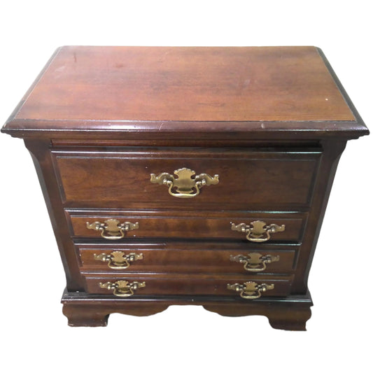 2-Drawer Mahogany Nightstand, aerial view of front of nightstand