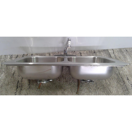 33" Double Bowl Stainless Steel Sink with Faucet