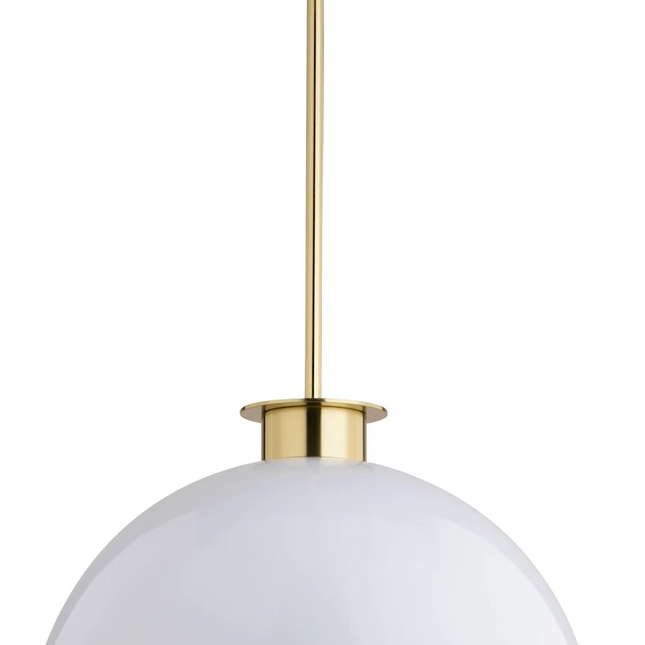 Devon 16" Wide Pendant in Glossy White / Satin Brass