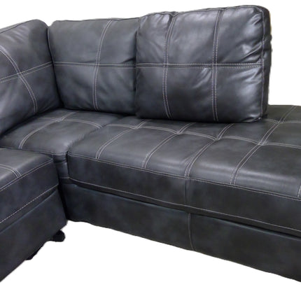 2-Piece L-Shaped Gray Faux Leather Sectional Sofa