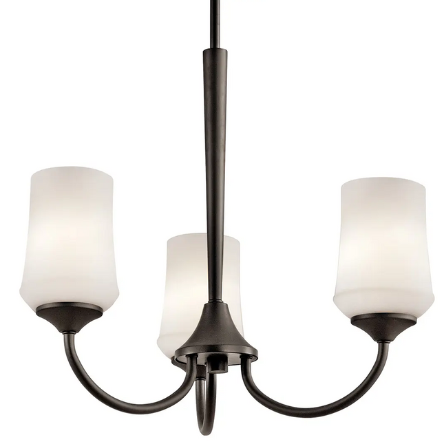 3-Light Olde Bronze Chandelier with Satin Etched Cased Opal Glass