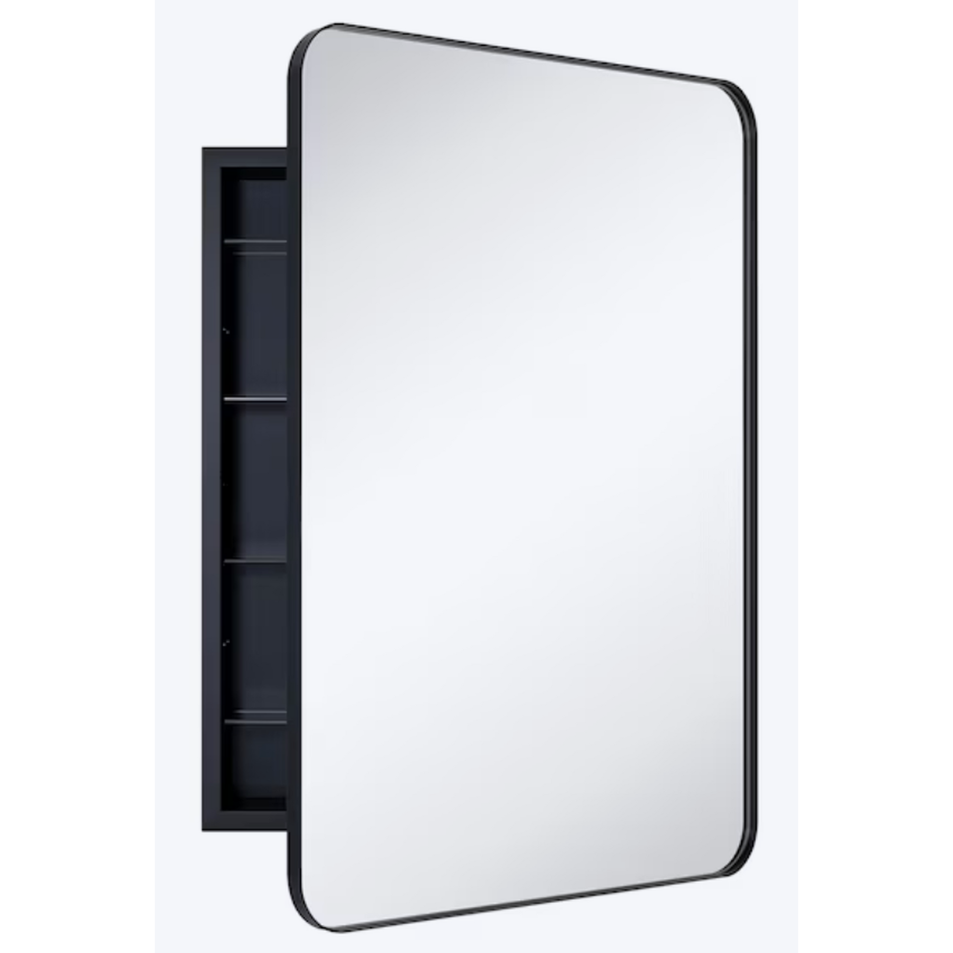 24-in x 36-in Recessed Mount Matte Black Mirrored Rectangle Medicine Cabinet