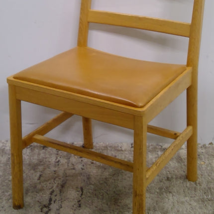 Wood Dining Chair with Faux Leather Cushioned Seat