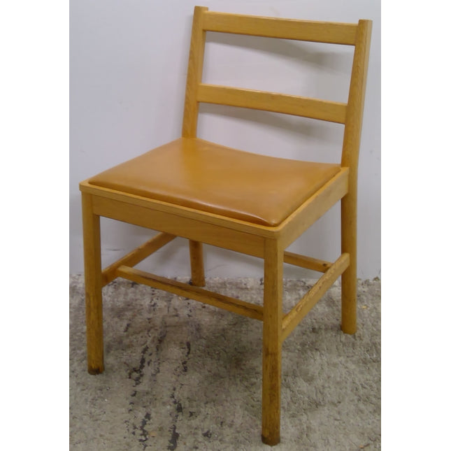 Wood Dining Chair with Faux Leather Cushioned Seat