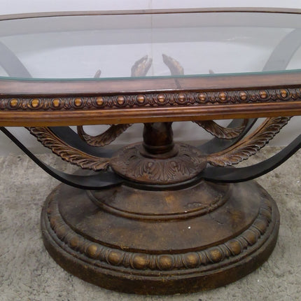 59" Ornate Glass Top Coffee Table