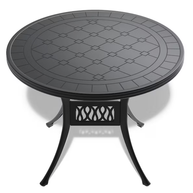 Round 39.37 Inch Cast Aluminum Patio Dining Table