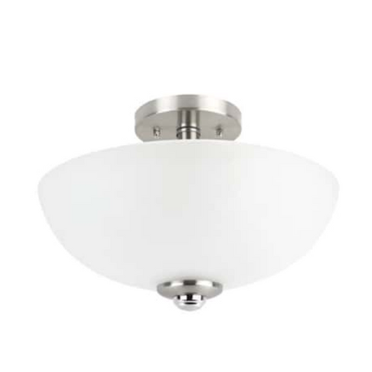 Brushed Nickel Semi-Flush Ceiling Fixture, front