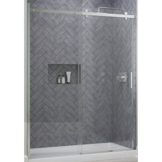 Polished Chrome 54-in to 60-in W x 78-in H Frameless Clear Glass Bypass Sliding Shower Door