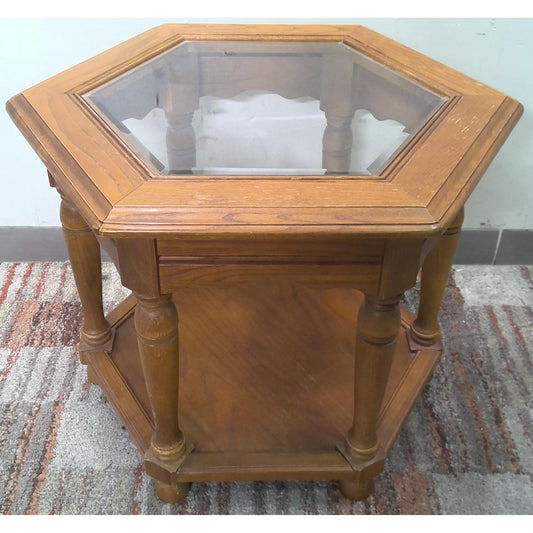 Glass Top Hexagon End Table