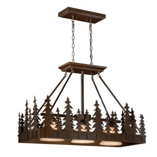 36" Burnished Bronze Pendant Light with Tree Accents