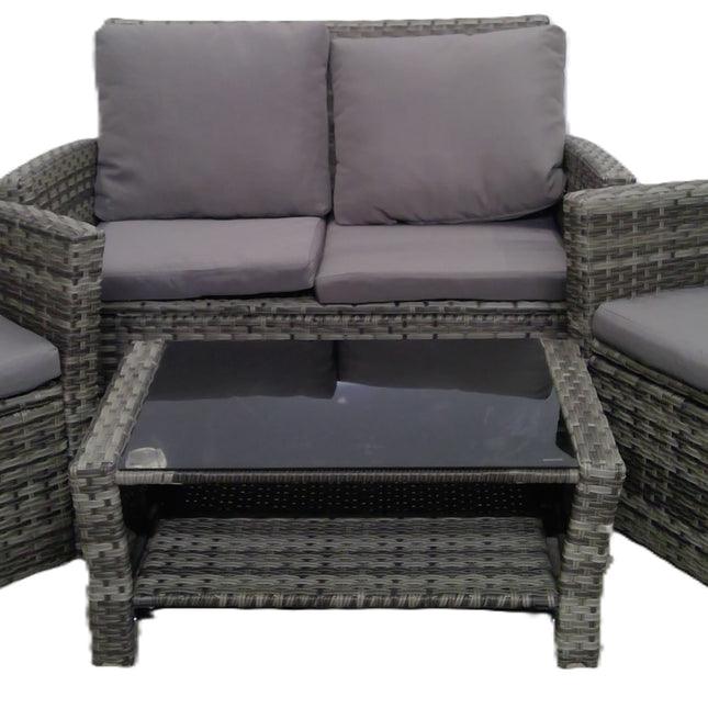 4-Piece Gray Rattan Outdoor Furniture Set