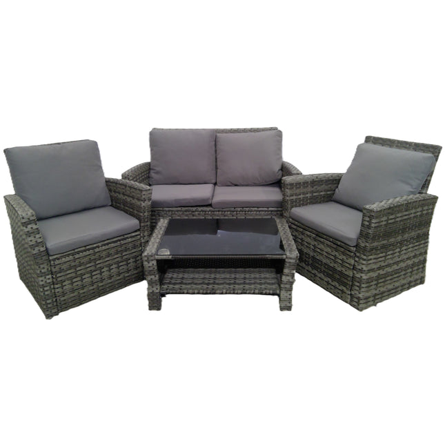 4-Piece Gray Rattan Outdoor Furniture Set