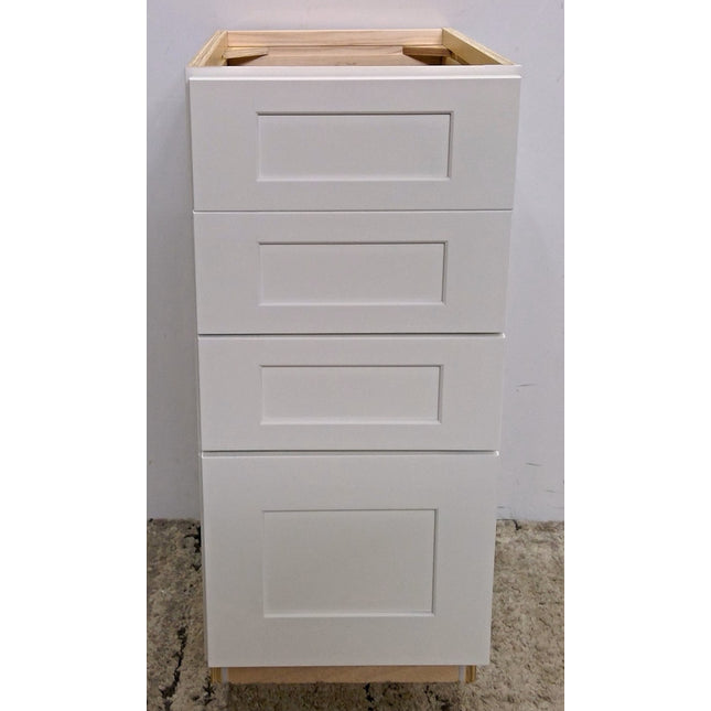 15" White 4-Drawer Plywood Base Cabinet