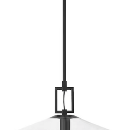 Black Modern Clear Glass Dome Large Hanging Pendant Light