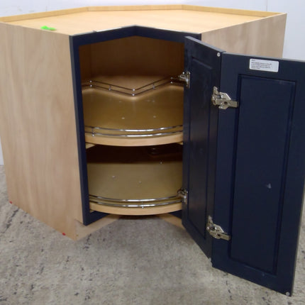 36" Blue Lazy Susan Plywood Base Corner Cabinet