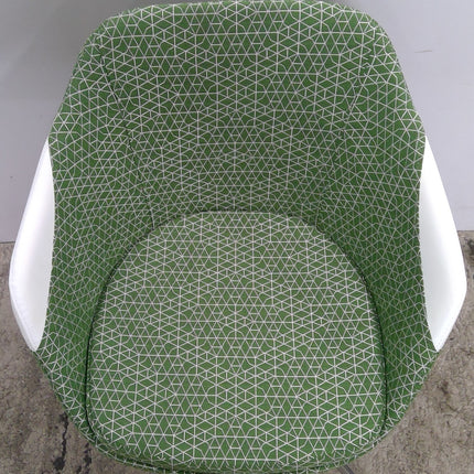 Modern Green and White Swivel Armchair
