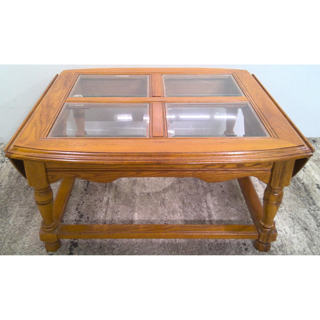 51" Glass Top Coffee Table with Fold Down Sides