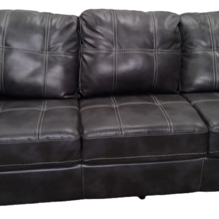 2-Piece L-Shaped Gray Faux Leather Sectional Sofa