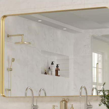 30-in W x 40.0-in H Rectangle Gold Framed Wall Mirror