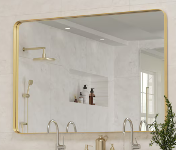 30-in W x 40.0-in H Rectangle Gold Framed Wall Mirror