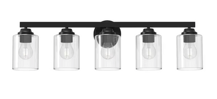 5 Light Matte Black Transitional Bathroom Vanity Light