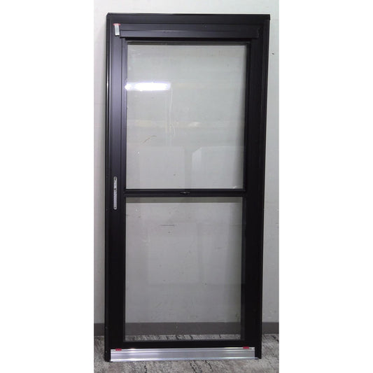 Split Fullview 36-in x 81-in Black Aluminum Left Hinge Storm Door with Retractable Screen