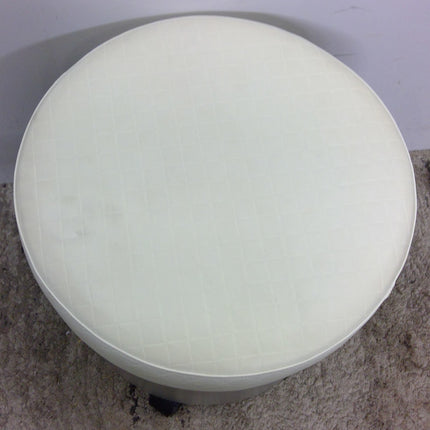 19" Round Rolling Ottoman with Cream Top and Gray Base