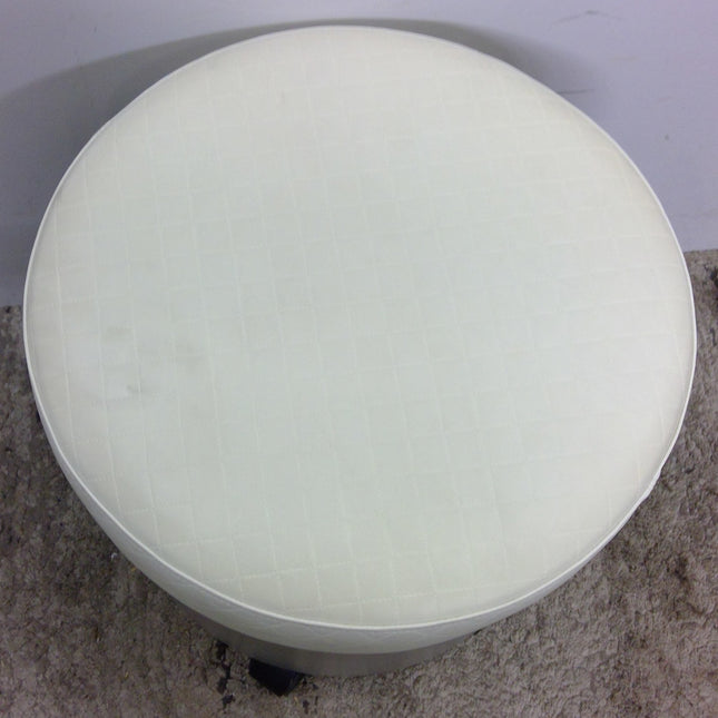 19" Round Rolling Ottoman with Cream Top and Gray Base