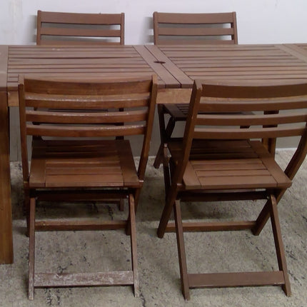Outdoor Wood Dining Table with 4 Foldable Chairs