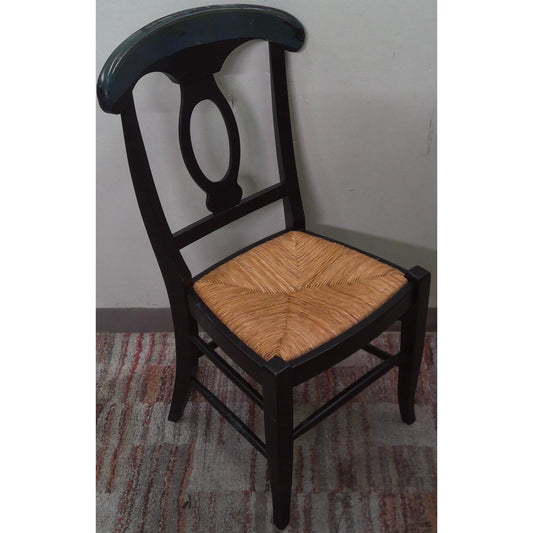 Black Dining Chair with Wicker Seat