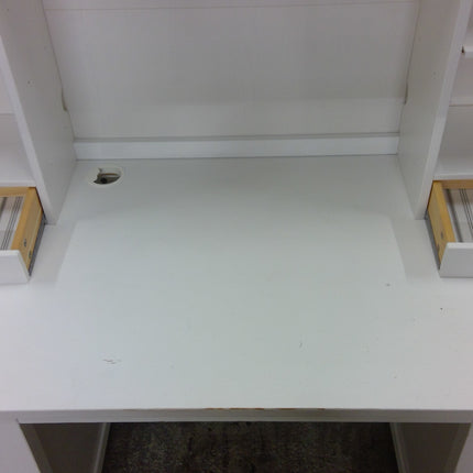 61" White Desk with Hutch