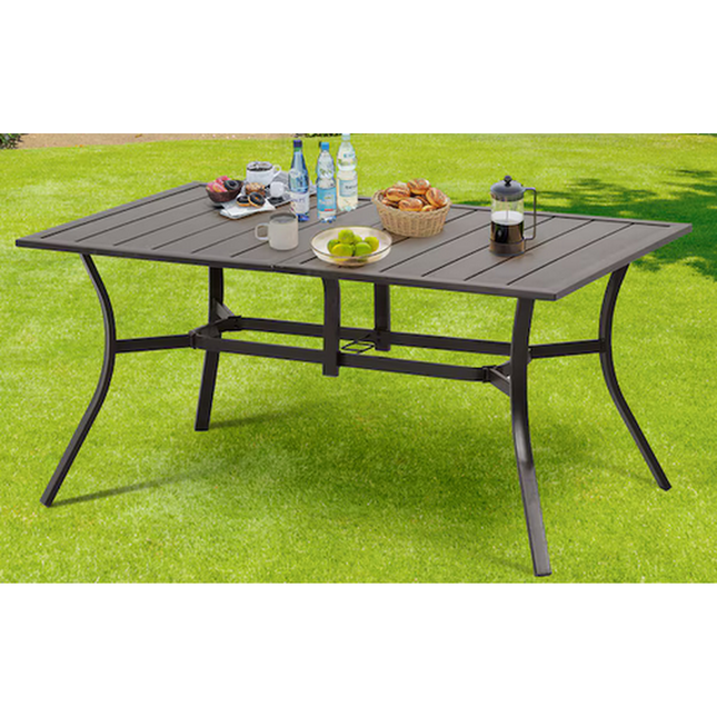Outdoor Dining Table 38-in W x 59-in L with Umbrella Hole