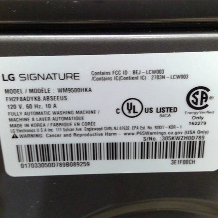 LG SIGNATURE 5.8 cu. ft. Large Smart Wi-Fi Enabled Front Load Washer