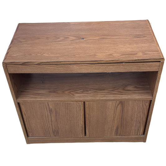 Walnut TV Stand with Swivel Platform, front