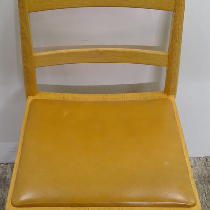 Wood Dining Chair with Faux Leather Cushioned Seat